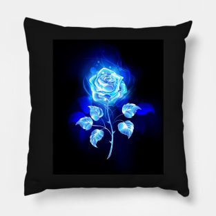 Burning blue rose Pillow