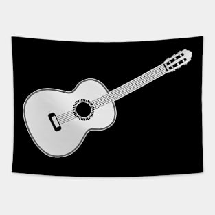 Minimalist Classical Guitar White Tapestry