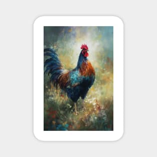 Regal Cockerel: Oil Painting Magnet