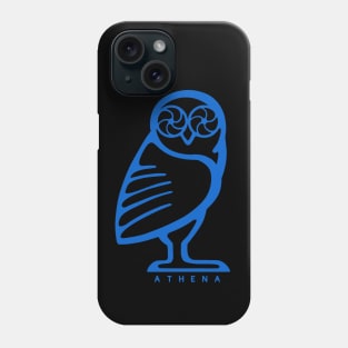 Athena owl. Design for ancient Greece fans in blue ink Phone Case