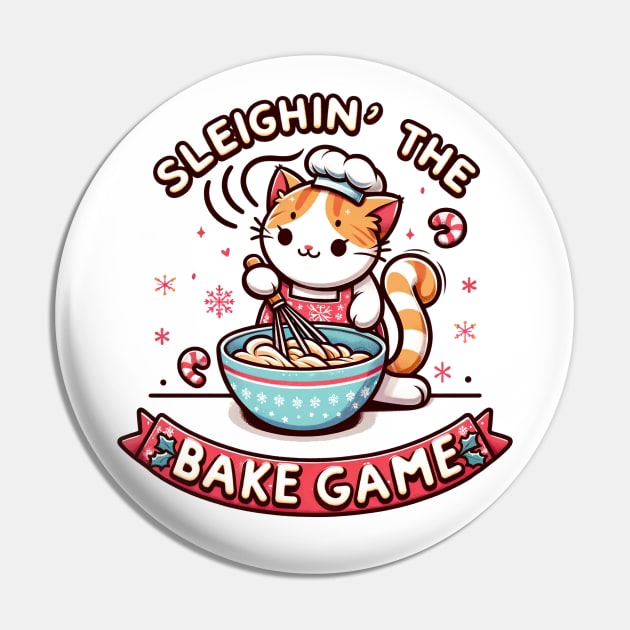 Sleighin' The Bake Game Christmas Cat Baking Pin by TheCloakedOak