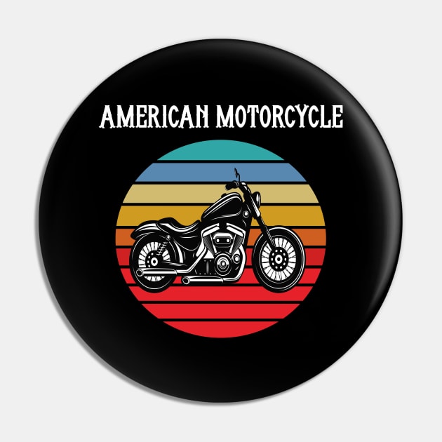 Motorcycle Vintage Sunset Pin by JeffDesign