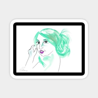 Girl With A Messy Bun - Green Palette Magnet