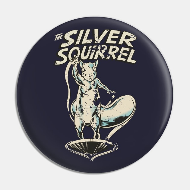Silver Squirrel - retro Pin by ThirteenthFloor