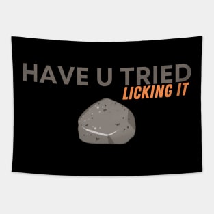 Funny Saying, Have You Tried Licking it, Licking stone Delicious, Adventure lovers Tapestry