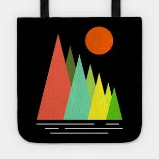 Minimalist Abstract Nature Art #34 Linear and Colorful Mountains Tote