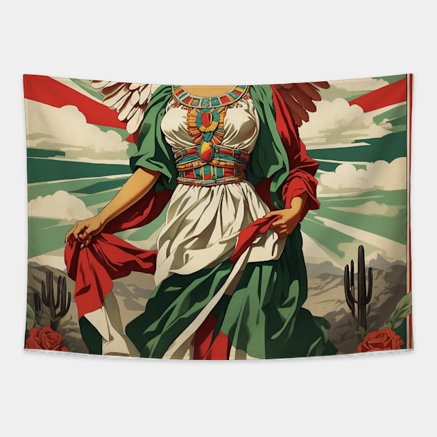 Angel de la Independencia Mexico Tourism Vintage Poster 3 Tapestry by TravelersGems