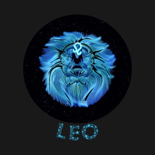 Blue Artistic Zodiac Sign LEO T-Shirt