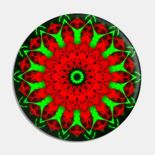 Stylized red flower on a green background. Pin