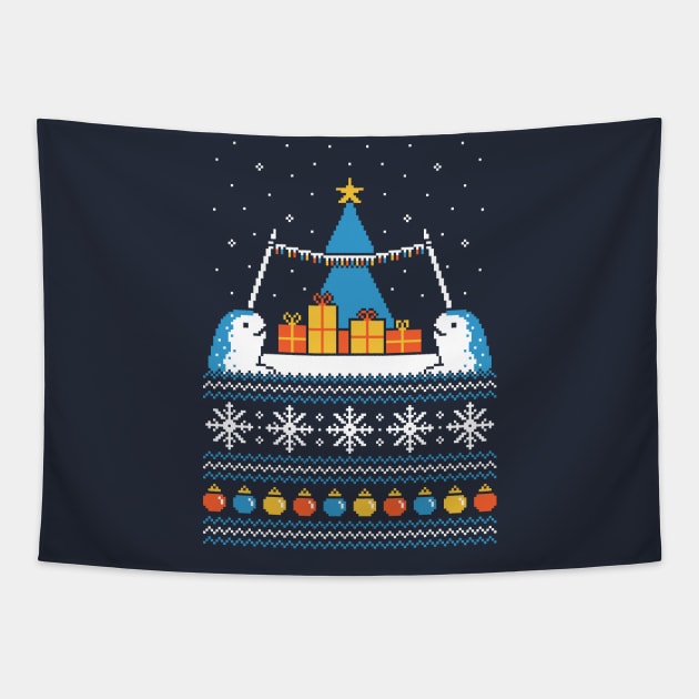Christmas Narwhals Tapestry by HandsOffMyDinosaur