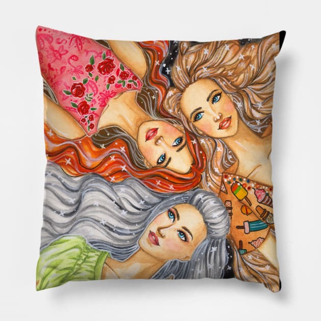 Galaxy Girl Pillow by Ji Illustrator