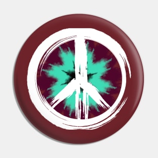 Maroon/Teal Tie-Dye Peace Sign Pin