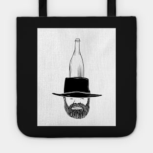 Man with the bottle on his head Tote