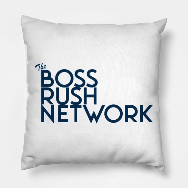 Boss Rush Network Logo (Navy Blue) Pillow by Boss Rush Media | Boss Rush Network