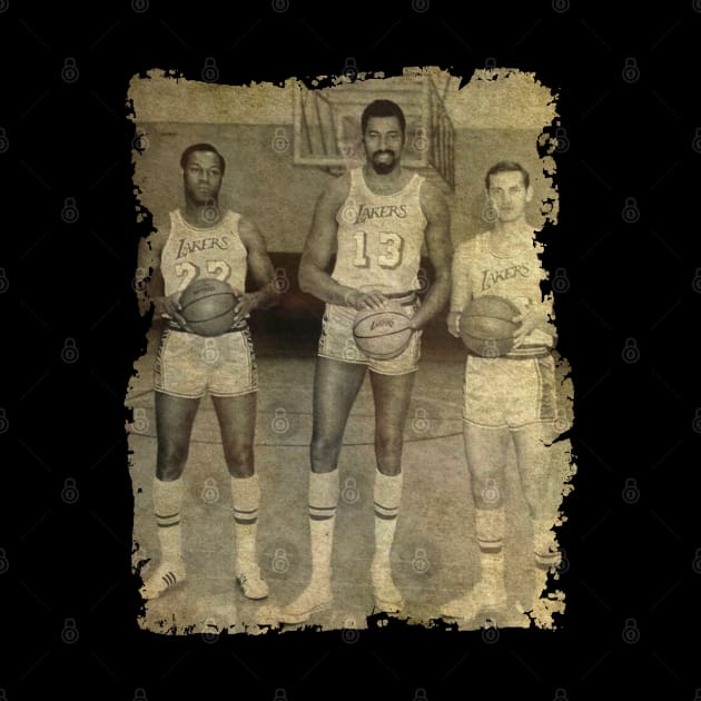 Elgin Baylor, Wilt Chamberlain and Jerry West - Lakers Show by Omeshshopart