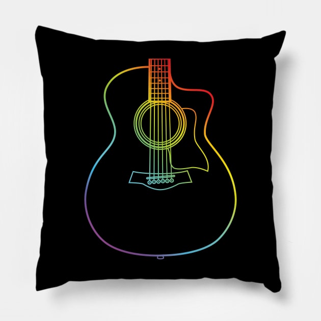 Auditorium Style Acoustic Guitar Body Colorful Outline Pillow by nightsworthy