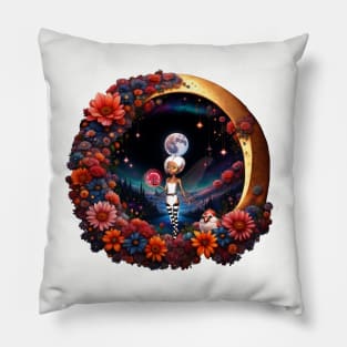 Cute fairy in the moon light. Pillow