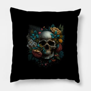 Skull and Flowers #5 Pillow