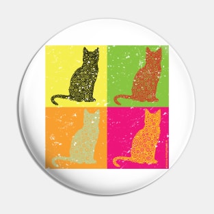 Distressed Cats Pop Art Circle Design Pin