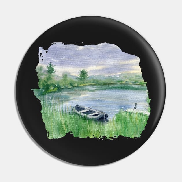 Peaceful Lake Watercolor Illustration Pin by gronly