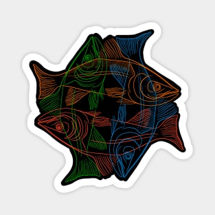 Salmon drawing in four colors Magnet