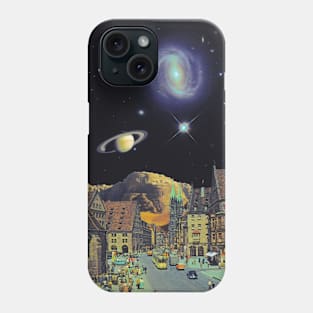 Galaxy Town - Space Collage, Retro Futurism, Sci-Fi Phone Case
