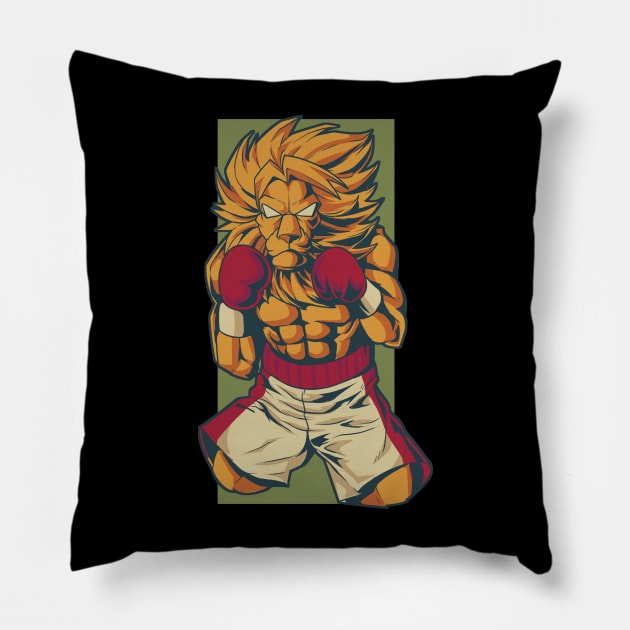 With boxing gloves in boxing ring - cartoon lion boxer Pillow by Modern Medieval Design