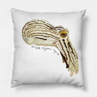 Striped Pyjama Squid Watercolor Painting | Weird Animal Pillow