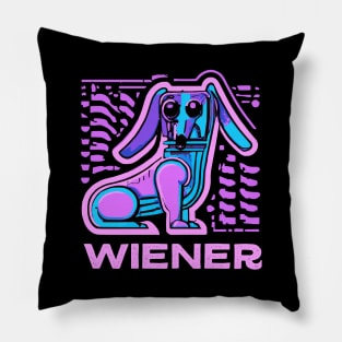 Synthwave Wiener Dog Lover Puppy Pillow