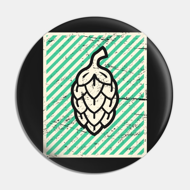 Vintage Craft Beer Hops Poster Pin by MeatMan