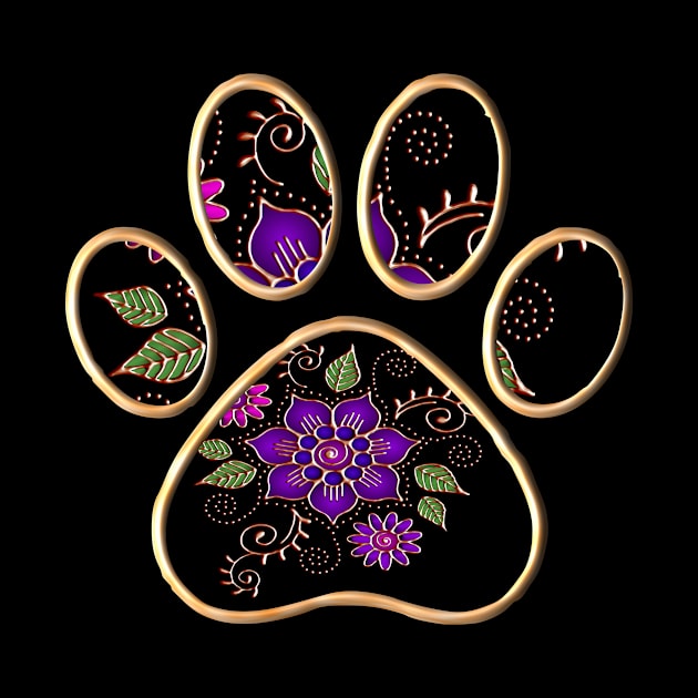 Paw With Gold Floral Background by m2inspiration