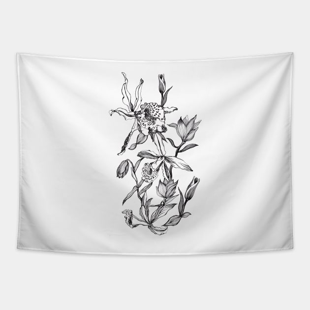 Botanical Floral plant Tapestry by Mplanet