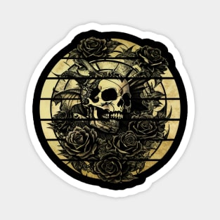 Black Roses and Skull - Vintage Tattoo Drawing Magnet