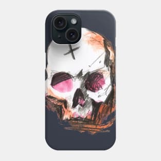 Skull Pencil and Watercolor Painting - Grunge Look Phone Case