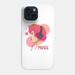 Girl with headphones Phone Case