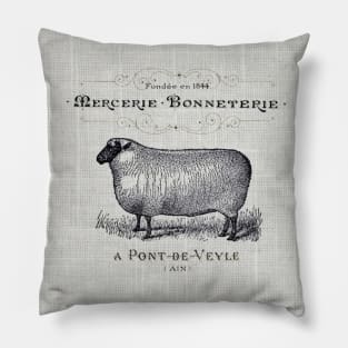 dark academia burlap french country farmhouse chic vintage sheep Pillow