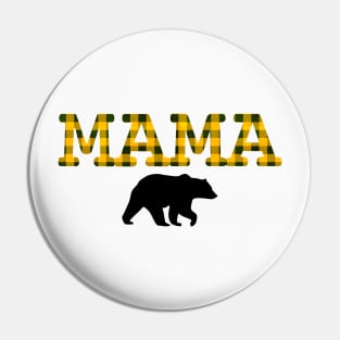 Mama Bear Yellow Mustard Plaid Pin