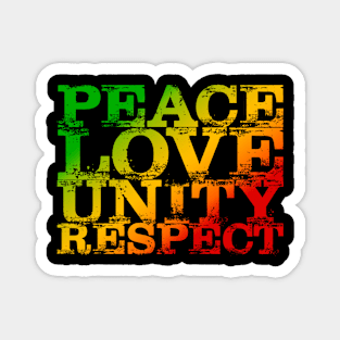 Peace Love Unity Respect PLUR Rasta Colors Reggae Magnet