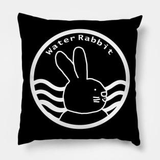 Water Rabbit White Line Chinese Zodiac Pillow