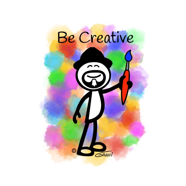 GG Artist Stick Figure “Be Creative” on light blue background by GDGCreations