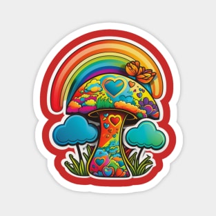 Groovy Psychedelic Mushrooms in Red Magnet