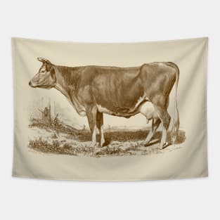 Jersey Cow Vintage Illustration Tapestry