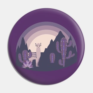 Night Llama with Cacti Pin