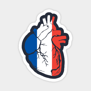 Anatomical heart design, French flag Magnet