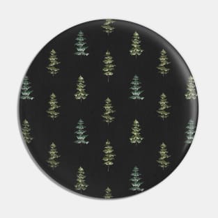 Watercolor Green Pine Trees seamless Pattern black Pin