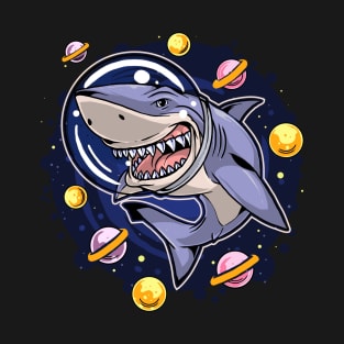 Shark Astronaut Outer Space Lover Funny Astronomy T-Shirt