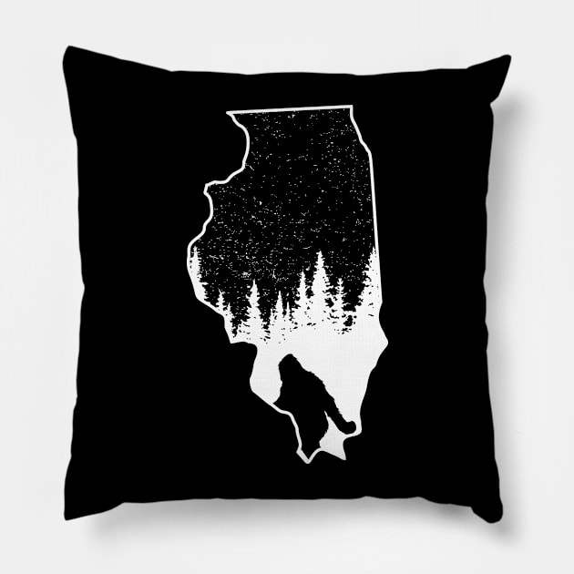 Illinois Bigfoot Gift Pillow by Tesszero