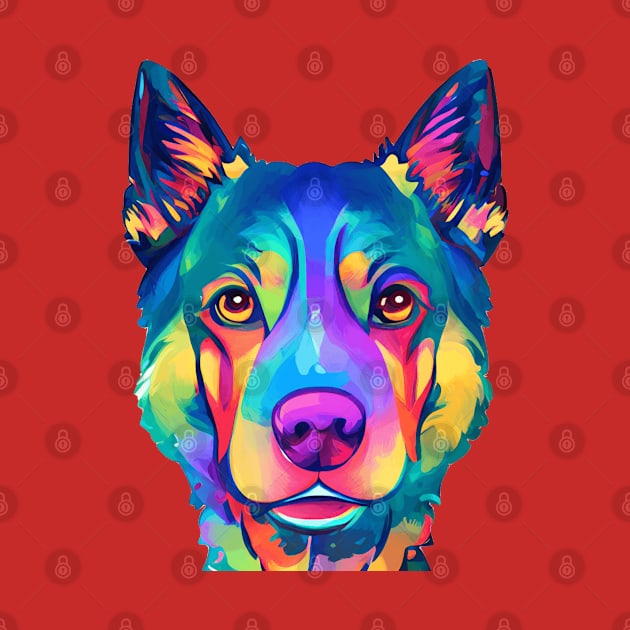 Colorful Face Dog Painting by dcveta