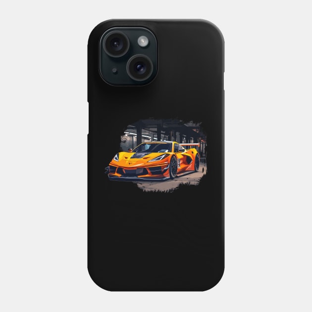 C8 Corvette Racecar Supercar Sports car Muscle car hotrod C8.R C8 Phone Case by Tees 4 Thee