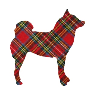 Lilly the Shiba Inu Silhouette - Tartan on White T-Shirt